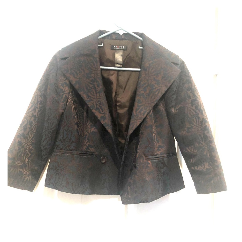 Dark Brown and Royal Blue crop jacket
